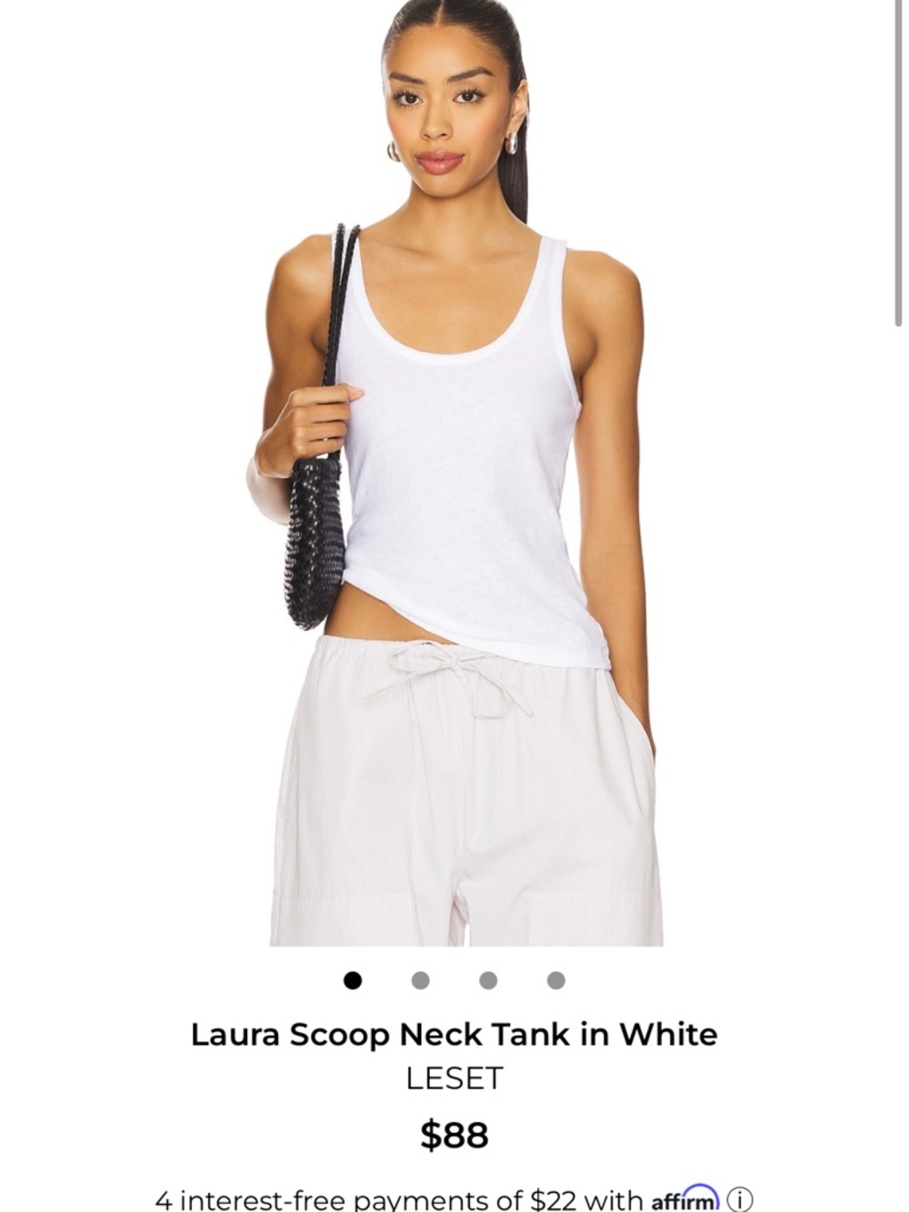 LESET White Scoop Neck Tank $88 NWT at Revolve - Picture 3 of 3